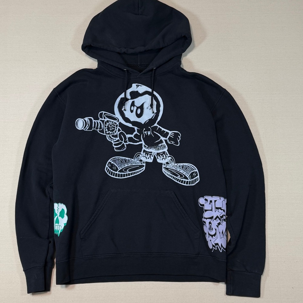 Treehouse Hoodie Black Streetwear Graffiti Graphic Pullover Mens Size Medium